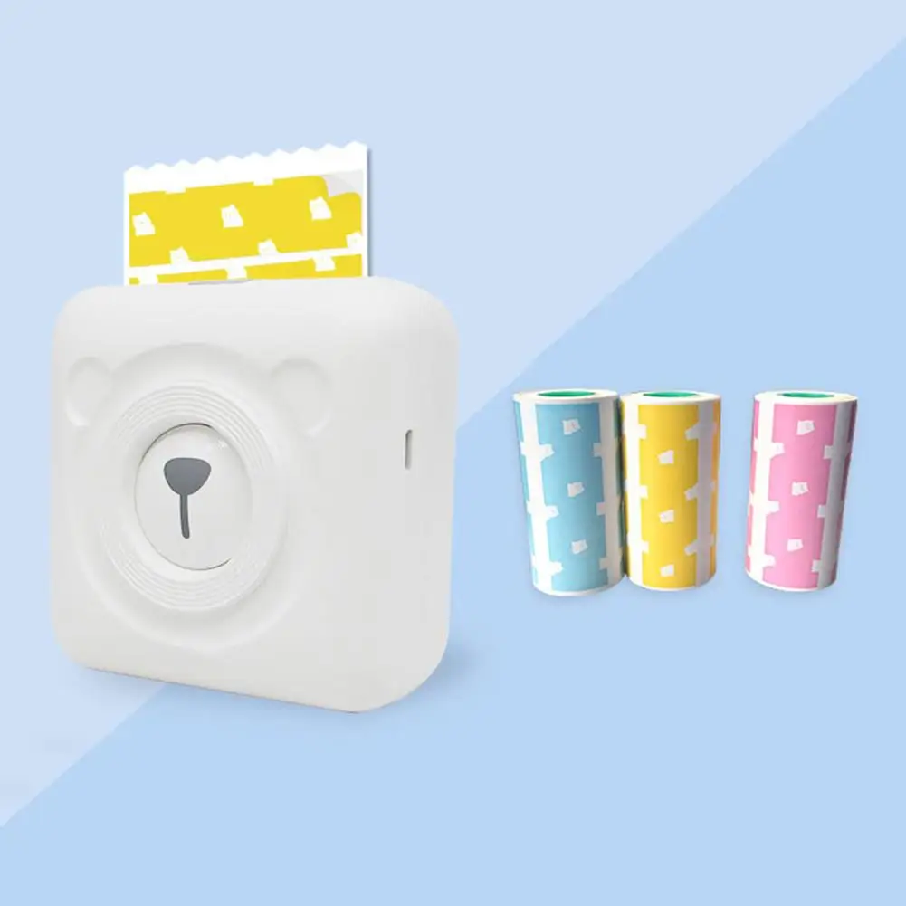 

3 Roll Cute Bear Self-adhesive Labels Sticker Thermal Printing Paper for Peripage