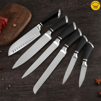 

Stainless Steel Japanese Chef Knife Sets 9pcs Kitchen Non-stick Blade Knives Utility Bread Slicing Paring Cooking Tools