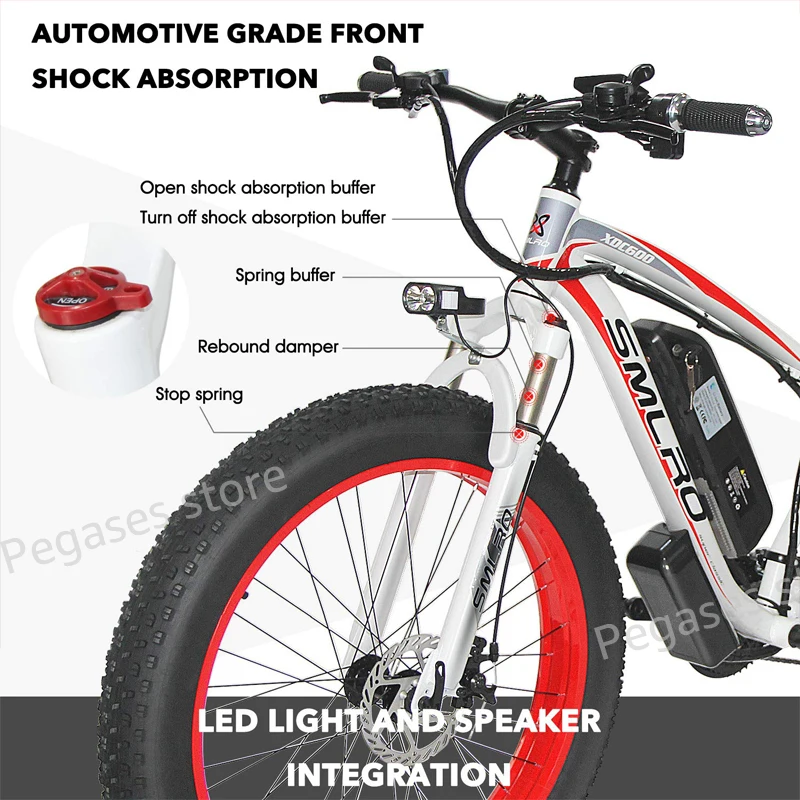 26 Inch Electric Bike 1000W Motor Fat Tire Mens Snow Beach Ebike 48V 13AH Lithium-ion Battery Adult Snowbike Electric Bicycle