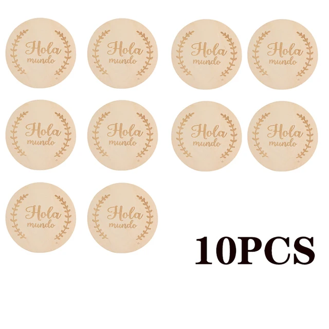 Wooden Baby Month Milestone Card Newborn Birth Month Birthday Milestone Wooden Teether Baby Kids Photography Props Toy Spanish 10Pcs