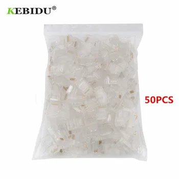 

KEBIDU 50pcs/lot RJ45 RJ-45 Ethernet Cables Module Plug Network Connector for UTP Cat5 Cat5e Network Cable Crystal connectors
