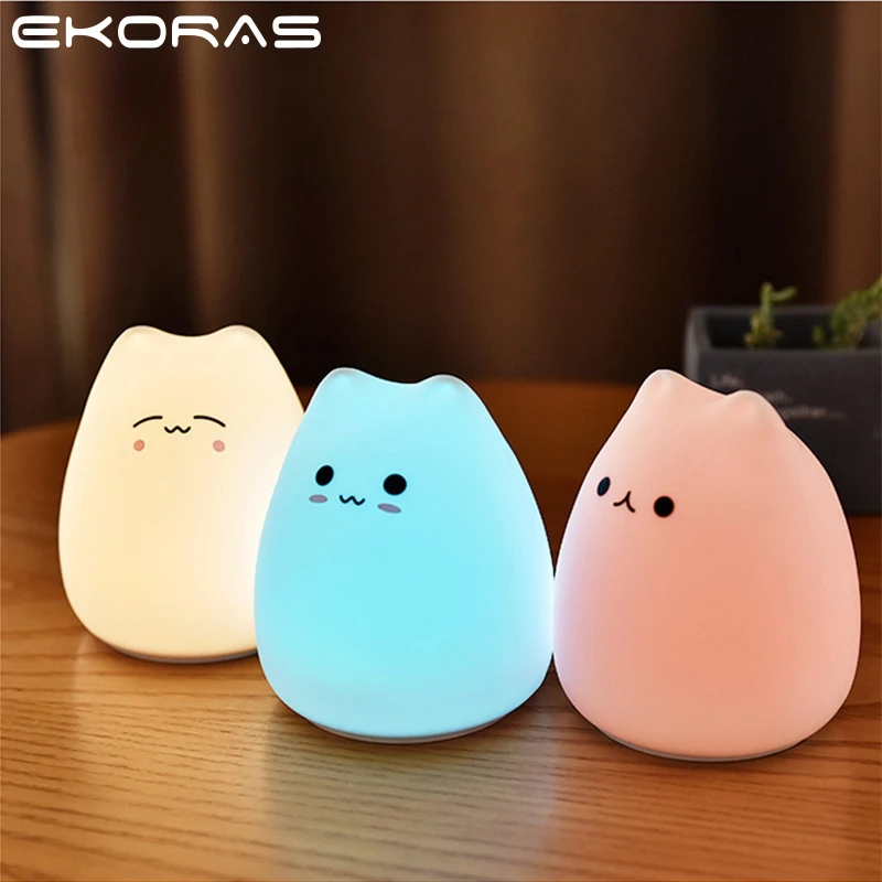  LED Night lamp decorate desk light battery dream cute cat 7 colourful holiday creative rechargable 