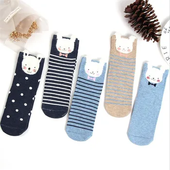 

New arrival women's socks color 5pairs/lot autumn-winter colorful lovely cartoon cotton sock ladies and woman funny short socks