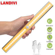 

LANDIVI Wardrobe Light Motion Sensor Wireless Tube Under Cabinet USB Chargeable Closet Kitchen Lamps
