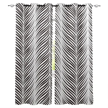 

Black Abstract Art Window Curtains Living Room Kitchen Curtains for Bedroom Left and Right Biparting Open Curtains
