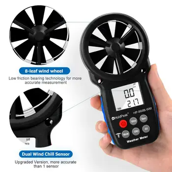 

Digital Anemometer 866B-WM Handheld Wind Speed Meter with Back Light LCD Screen for Measuring Wind Speed Temperature humidity