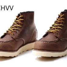 Мужские Винтажные рабочие ботинки из натуральной кожи, бронзовые, основной цвет, мужские красные ботинки, походные ботинки, светильник, дышащие