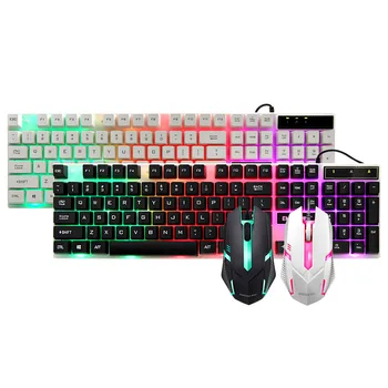 

Wired USB Dazzle Colorful Backlight Keyboard And Mouse Set Mechanical Hand Desktop Computer Mouse And Keyboard Light Combo