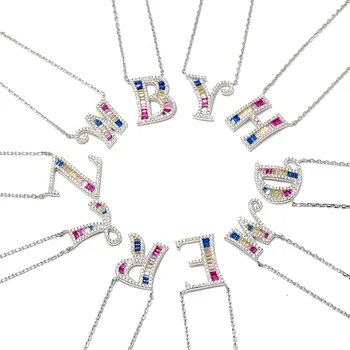 

Colorful Crystal Letter Pendant Necklace for Women New Trendy Lady Gift Necklace Jewelry Luxury Necklace Letter A to Z Pendant