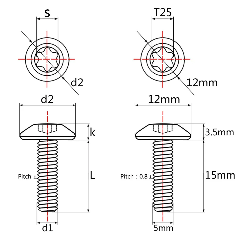BOL-67909 4/8 /12Pcs Titanium Bolts M5X12mm&M5X15mm Torx Umbrella Head Screw for Motorcycle Bicycle Parts- Type: Glod/Thread Dia: M5x12mm/ Length: 8pcs BOL-67909 4/8 /12Pcs Titanium Bolts M5X12mm&M5X15mm Torx Umbrella Head Screw for Motorcycle Bicycle Parts- Type: Glod/Thread Dia: M5x12mm/ Length: 8pcs