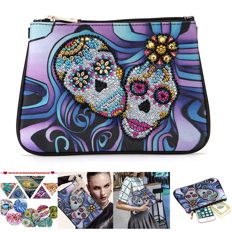 

1Pc 5D DIY Skull Diamond Painting Wristlet Diamond Purse Wallet Change Bag Diamond Painting Embroidery Cross Stitch Wallet