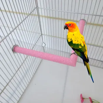 

2 Pcs/Set Wooden Parrot Stand Stick Bar Birds Corner Perch Cage Accessories Hanging Rod Paw Grinding Toys