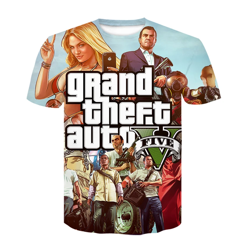 グランドセフトオートゲームgta 5男性の夏のtシャツクールgta5男性tシャツカラフルな3dプリントtシャツのティーシャツおかしい服 T Shirts Aliexpress