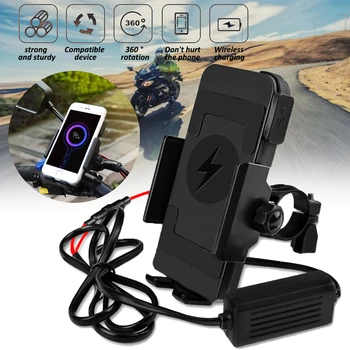 

3-in-1 Motorbike 12-120V Universal Motorcycle Navigation Bracket Wireless Charger Mobile Phone Holder Cellphone Accessories
