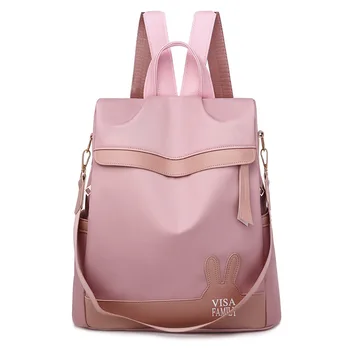 

Pink Backpack for Girls Teenage Oxford Soft Designer Backpacks Backbag High Quality Cute Rabbit Ears Leisure Women Casual Solid