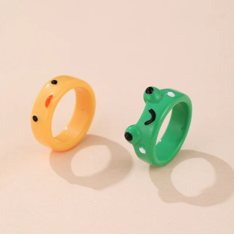 Frog Ring Polymer Clay Resin Rings for Girls Animal Jewelry Women Summer Fashion Travel Gifts | Украшения и аксессуары