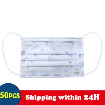 

50pcs Disposable Mask Children Kids Non-Woven Masks 3 layers protection mask dustproof anti pollution Breathable Kids Mask