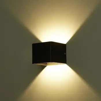 

Contracted And Square Double Head Wall Lamp Bedside Hallway Decorative Lights Black Shell And Warm White Light Color