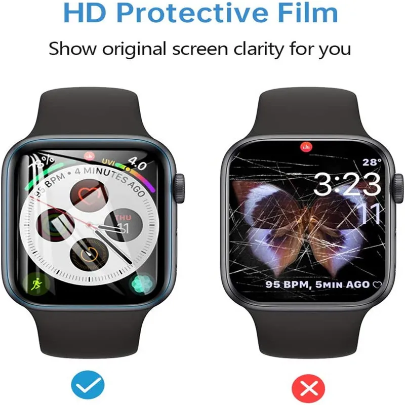 Screen Protector Clear Full Protective Film for Apple Watch 7 6 SE 5 4 45MM 41MM 40MM 44MM Not Glass for iWatch 3 2 1 38MM 42MM 5