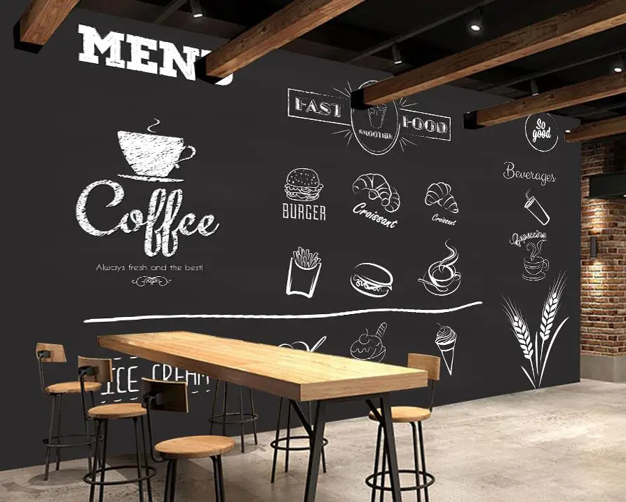Personalizado retro mão-pintado blackboard café catering 3d