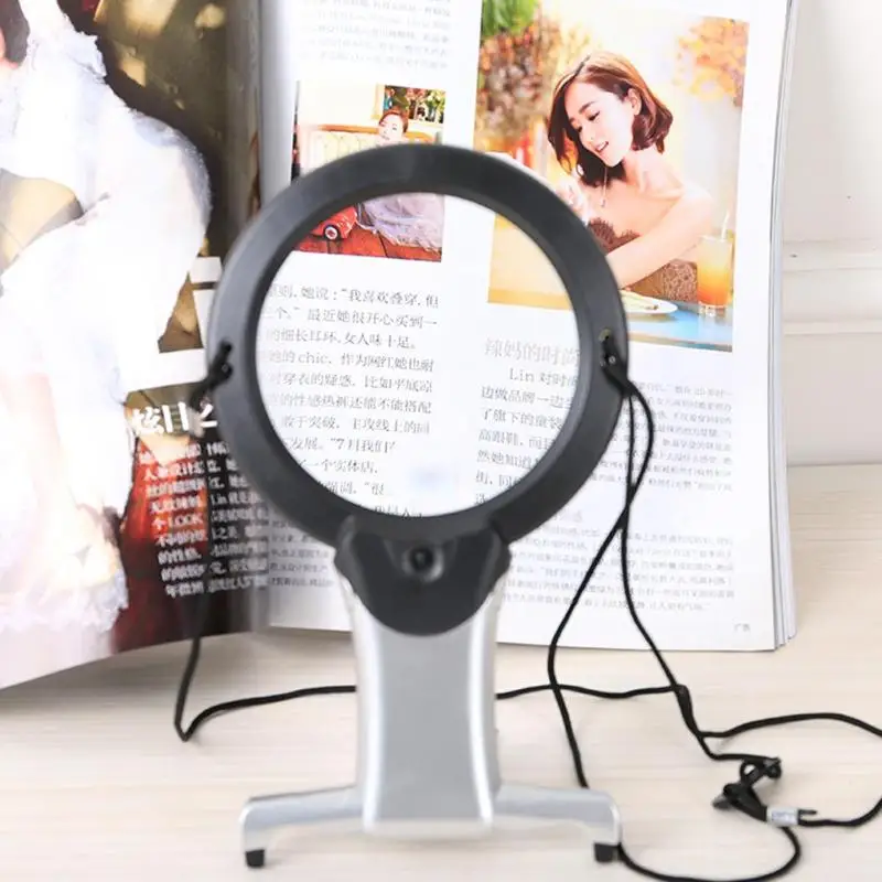 2 LED Lighted Hands Free Loupe Neck Hanging/Desktop Style Seniors Reading Sewing Repairing Magnifying Instruments