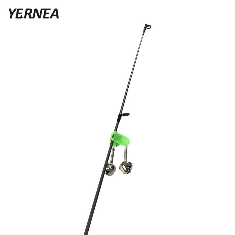 

New 5 Pcs/Lot carp Fishing Rod Bite Alarms Fishing Bells Rod Fishing Alarm Clamp Tip Clip Bells Ring Green Plastic