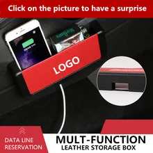 Car Seat Box Crevice Storage Box Car Styling Stowing Tidying Double-sided adhesive Organizer For Renault logo