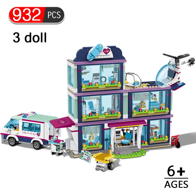 932pcs Heartlake City Hospital Model Build Blocks Girls Friends Bricks Christmas Gift Figures Toys for Children | Игрушки и хобби