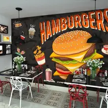 Пользовательские 3D Настенные обои Западный бургер жареная курица фаст-фуд Ресторан оснастка фон настенная декоративная живопись