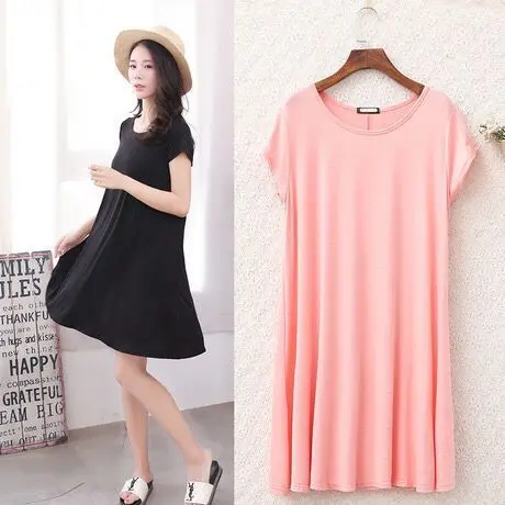 

New Style Modal Dress Large Size Base Skirt And Obesity Size Medium-length Dress Maternity Dress