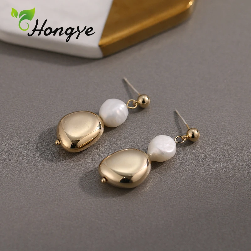 Korean Design Vintage Baroque Freshwater Pearl Earrings Irregular Bead Pendant Drop Earrings for Woman Birthday Present Jewelry