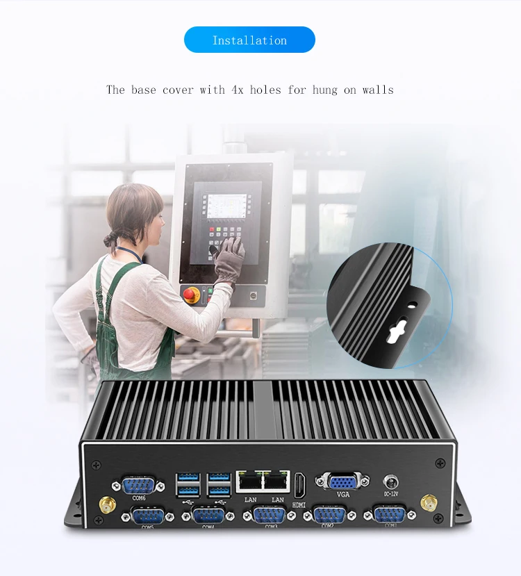 Small Fanless Mini Itx Computer Intel Core i5 4200U Barebone System with Dual Lan Desktops 4K Gamer Pc