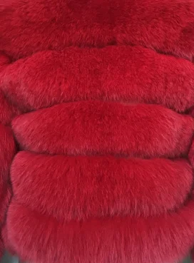 red Модное пальто из натурального меха серебристой лисы, толстое теплое Женское пальто из синей лисы, зимнее элегантное пальто из натурального меха с круглым вырезом - Цвет: red