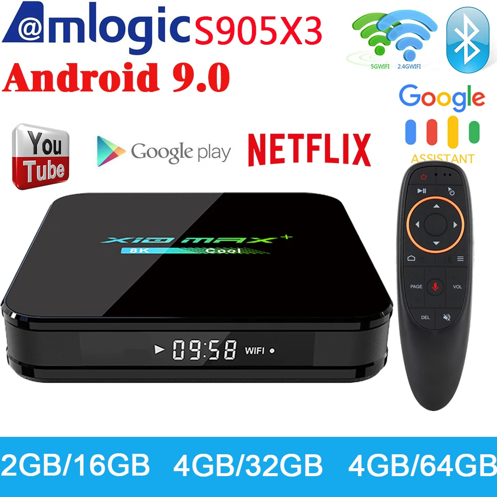 

10pcs/lot X10 MAX PLUS Amlogic S905X3 TV BOX Android 9.0 Smart Media Player 4GB 64GB 8K Set Top box dual wifi BT 4GB 32GB TV BOX