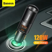 Baseus 120W USB C Auto Ladegerät Schnell Ladung 4,0 QC 3,0 Auto Zigarette Leichter Ladegerät PD Schnelle Lade Für xiaomi Samsung Huawei