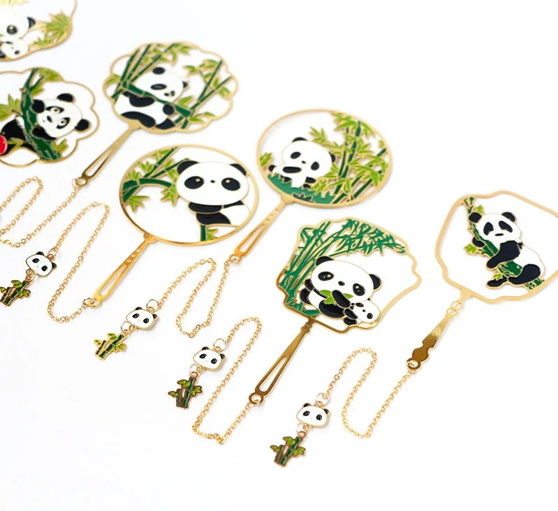 

500 PCS Panda Brass Bookmark Cute Design Originality Stationery School Office Support Tool Bookmarks Christmas Birthday Gift