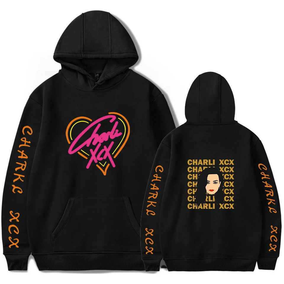 Удобные толстовки с капюшоном Charli XCX толстовки для мужчин/женщин с модным принтом Charli XCX толстовки мужские осенние пуловеры повседневные черные топы