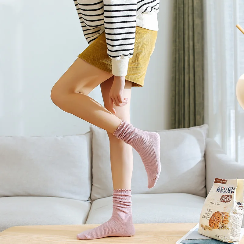 Модные мягкие хлопковые женские носки с кружевными оборками; милые носки наивысшего качества; Милые Носки ярких цветов для милой принцессы; удобные милые носки с оборками для девочек