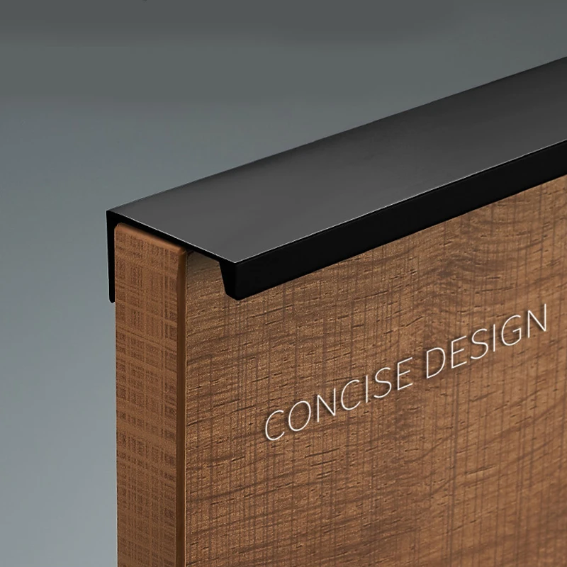 

Nordic drawer cabinet door handle aluminum alloy modern minimalist black cabinet free punching invisible wardrobe long handle