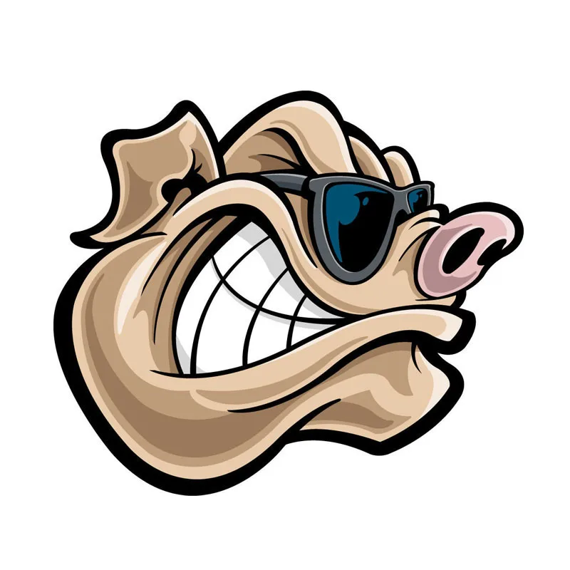 

Funny Cartoon Car Sticker Pig Head Wearing Glasses Body Accessories Vinyl Decals Waterproof PVC 12.9cm X 15cm