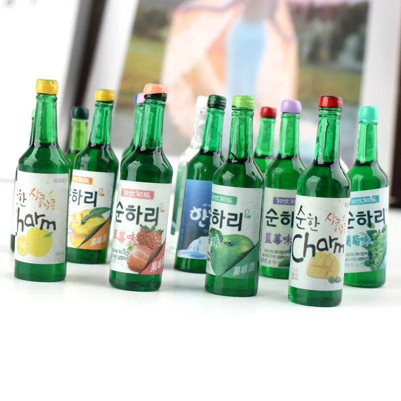 Dollhouse Miniature Korea Fruit Soju Wine Bottle Model Pretend Play Doll Food Drinks Blyth BJD Toy Accessories 1/6