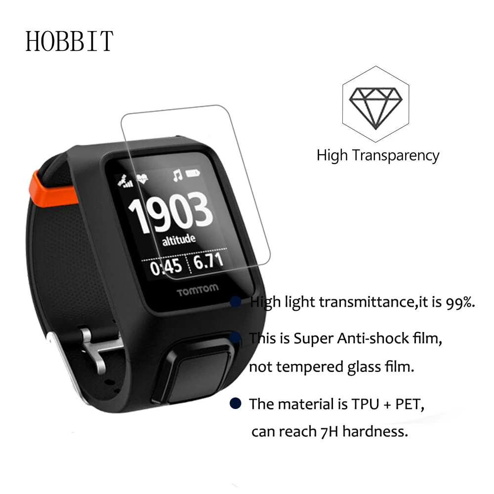 3 шт. в упаковке для TomTom Runner Cardio 1st Version 7H нано Взрывозащищенный протектор экрана Защитная пленка для кожи Смарт-часы, пленка