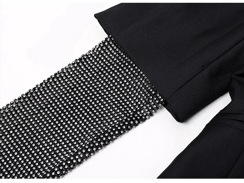 TVVOVVIN Autumn Hot Sale Design Feel Twinkle Rhinestone Patchwork Sleeve Suit Easy Loose Fashion Coat Woman ZX211