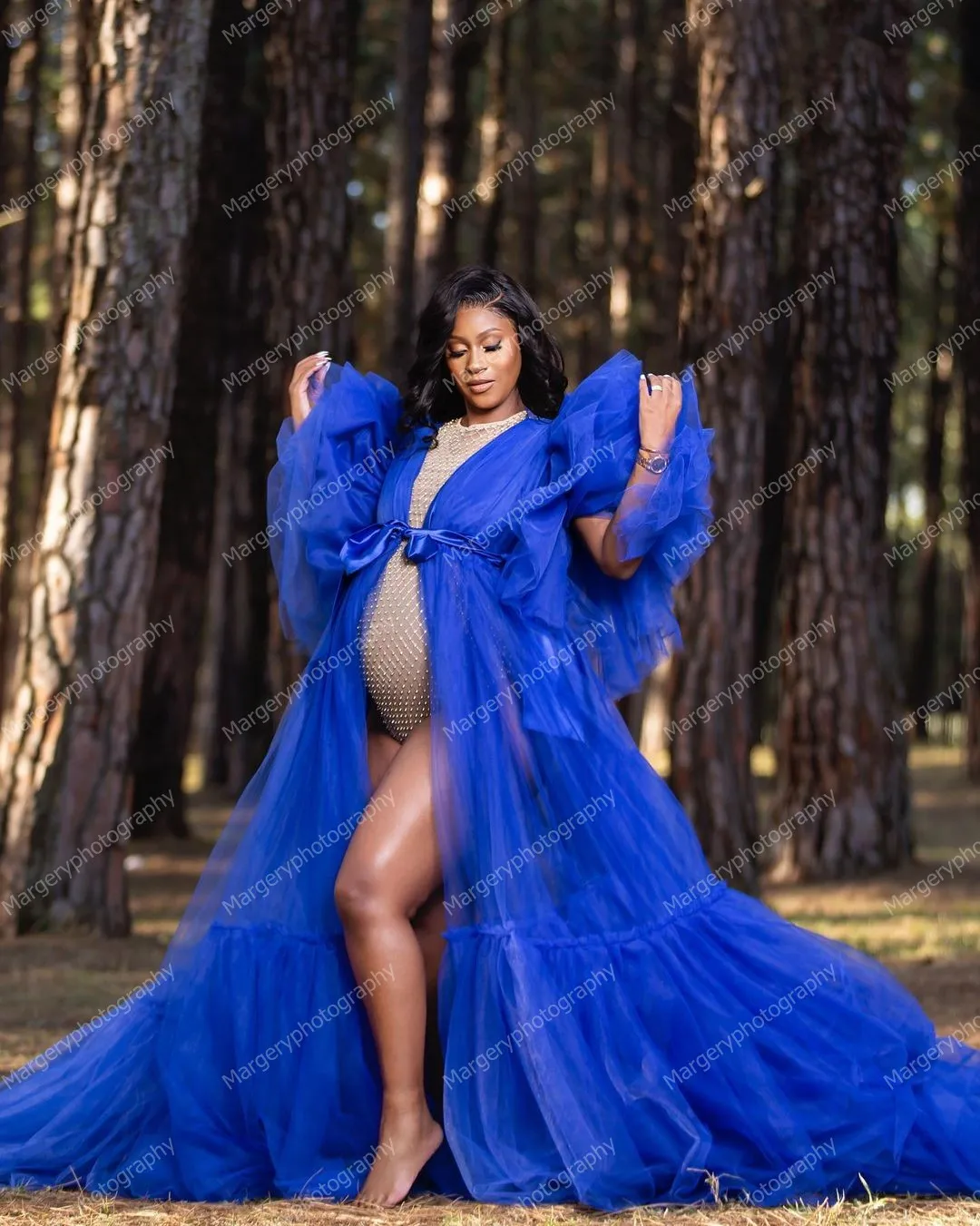 plus size royal blue maternity dress