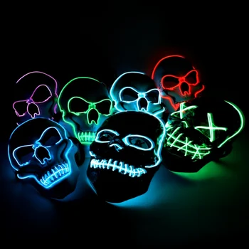 

Halloween Neon Mask LED Light Up Party Masks The Purge Election Year Great Funny Masks Festival Cosplay Costume Glow In Dark