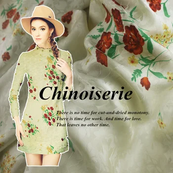 

Sambo Satin Silk Fabric Silk Cloth Chinese Clothing DIY Fabric Fresh Arts Jacquard Printing Fabric/1m