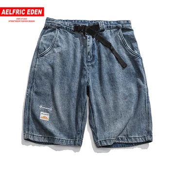 

Aelfric Eden Vintage Solid Denim Shorts Men 2020 Summer Fashion Streetwear Casual Joggers Loose Knee Length Harem Short Hip Hop