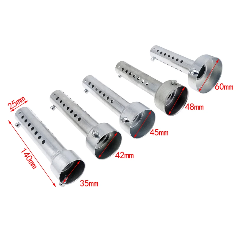Universal Motorcycle Silver Exhaust Silencer DB Killer Muffler Baffle Insert Silver Noise Sound Eliminator 140X35/42/45/48/60MM