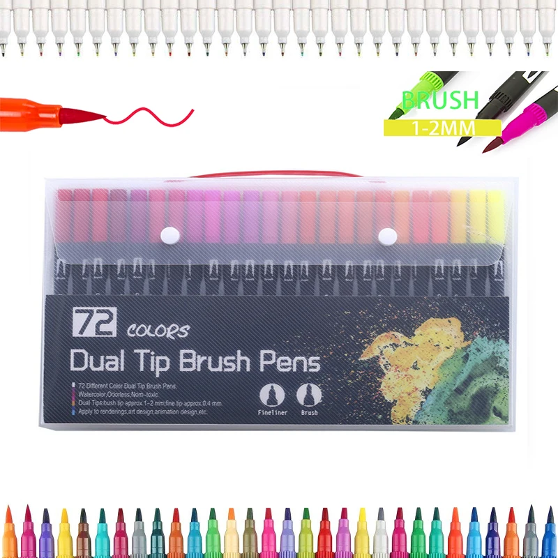 72 цвета, ручки с двумя кончиками, художественный маркер, тонкий лайнер, кисть для рисования, живопись, акварельные ручки для раскрашивания, манга, каллиграфия