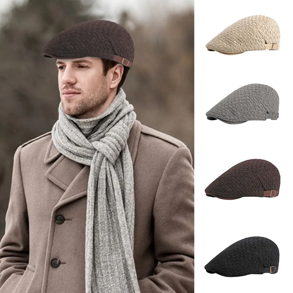 Классическая Шапка в английском стиле ретро для мужчин и женщин, однотонные шапки Baker для мальчиков с регулируемым поясом, кепка Newsboy, модная кепка на плоской подошве для вождения